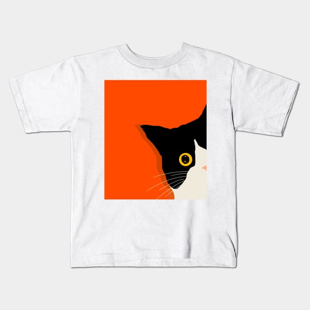 Cat spying you Kids T-Shirt by thecolddots